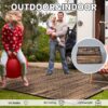 Outdoor Rug Carpet 6'x9' Waterproof Reversible Patio Rug Portable Modern Abstract Indoor Outdoor Rug Plastic Straw Rug for RV Camping Garden Picnic Deck Backyard Porch Decor Gray and White