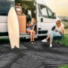 6'x9' Outdoor Rugs Patio Waterproof Outside Mat Reversible Plastic Camping Carpet,Black & Grey