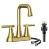 Bathroom Sink Faucet, 4 inch Matte Black Bathroom Faucets with Pop-up Drain and Supply Lines, Stainless Steel 2-Handle Centerset Faucet for Bathroom Faucet 3 Hole