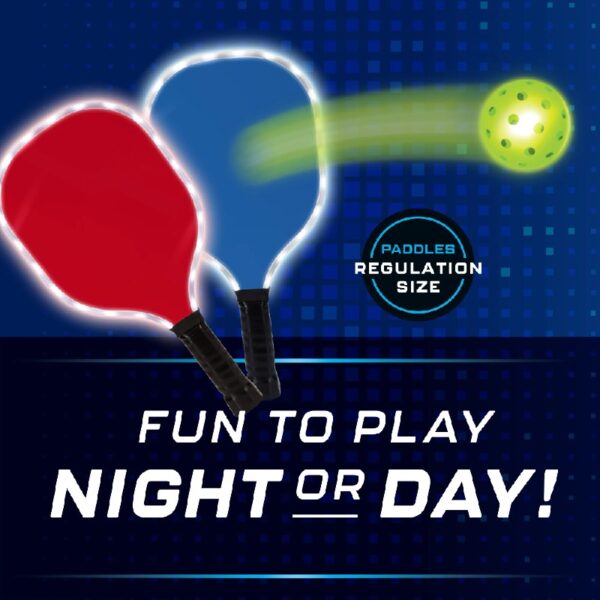 MinnARK Sports LED Pickleball Portable Set,  Light-Up Net, Paddles, and Balls, for Driveway & Backyard, Ages 3+