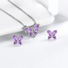 Purple Butterfly Jewelry Amethyst February Birthstone Jewelry Set Fine Necklace/Earrings 925 Sterling Silver Women Birthday Mother's Day Gifts