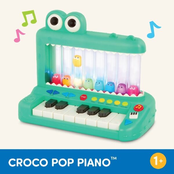 Croco Pop Piano Toy Keyboard with Songs Sounds Lights, Baby and Toddler Toys