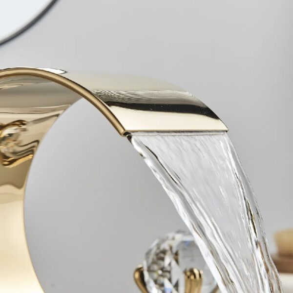 Widespread Bathroom Basin Faucet Crystal Handle Sink Mixer Tap Chrome Finish