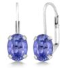 Gem Stone King 925 Sterling Silver Oval Cabochon White Simulated Opal Earrings for Women (2.10 Cttw, Oval 8X6MM)
