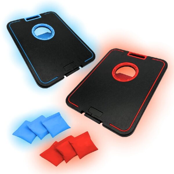 LED Cornhole Board Set - Light Up Bean Bag Toss with 6 Bags, by