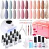 Candy Lover Gel Nail Polish Kit with UV LED Lamp, 12 Colors Cute Lady Gel Polish Starter Kit, All-in-One Quick Dry Soak Off Nail Gel Manicure Kit with DIY Tools Valentine Gift for Women