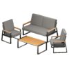 3 Pieces Patio Chairs Set with Glass-Top Coffee Table, Outdoor Bistro and Patio Furniture Set for Porch|Backyard|Balcony, Black