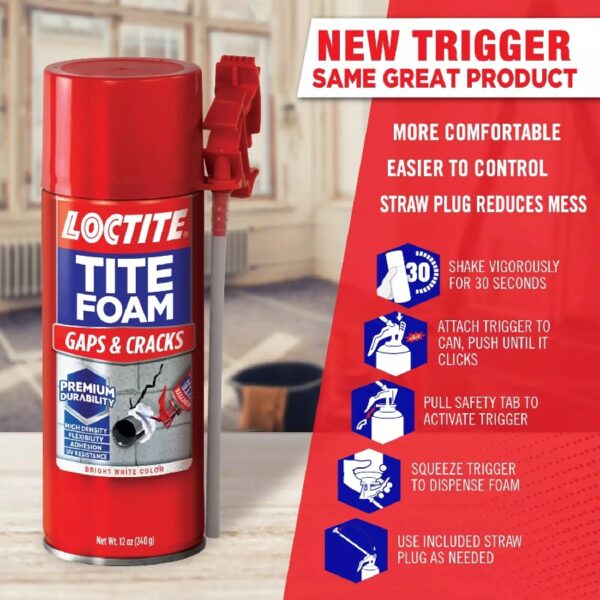 (4 pack) Tite Foam Insulating Foam Sealant Gaps & Cracks, Pack of 1, White 12 oz Can
