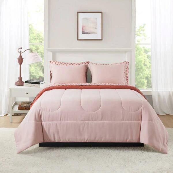 7 Piece Reversible Bed in a Bag Comforter Set with Sheets, Black, Queen