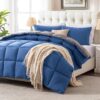 3 Pieces Bed in a Bag Comforter Set Duvet Insert,Reversible,Red/Black,Full Size Comforter Set-200GSM
