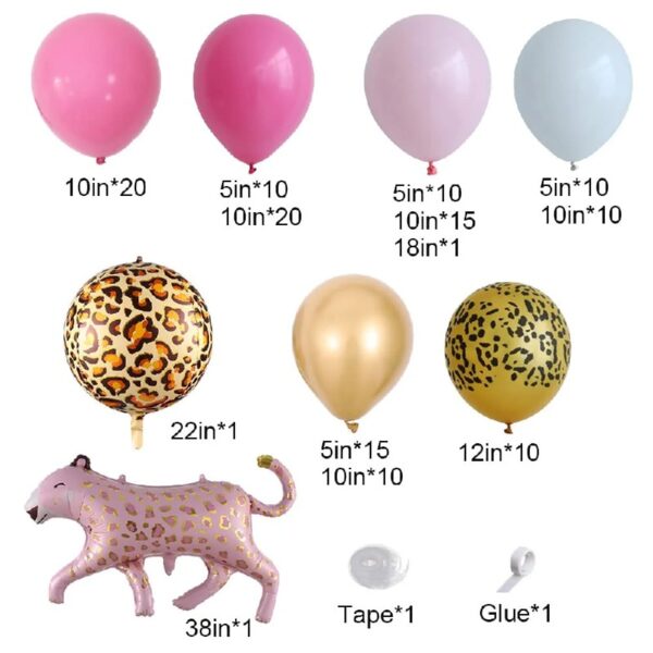 135pcs Pink 3D Leopard Aluminium Foil Balloons Pink leopard latex balloon kid birthday party decor Gender disclosure baby shower (135pcs,Other)