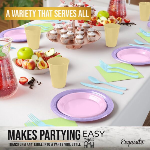 Exquisite 350 Piece Easter Plastic Disposable Party Plates & Dinnerware Combo Set