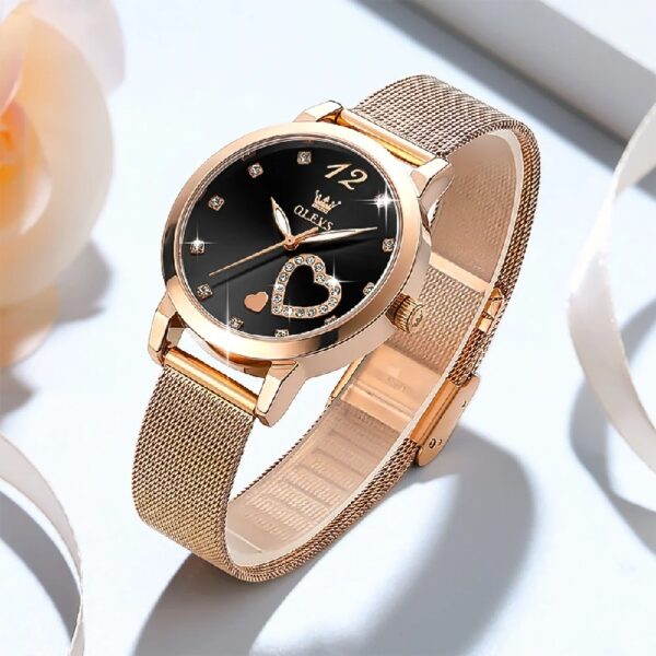 Women Watch Fashion Rose Gold Diamond Analog Quartz Female Watch for Women Luxury Dress Ladies Stainless Steel Luminous Waterproof Date Wrist Watches Green Dial