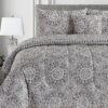 Lux Decor Collection 5 Piece Queen Down Alternative Comforter Set, Washable Duvet Bedding Set - Quatrefoil Navy