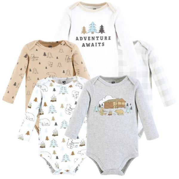 Cotton Long-Sleeve Bodysuits, 5-Pack, Newborn- 24 Months