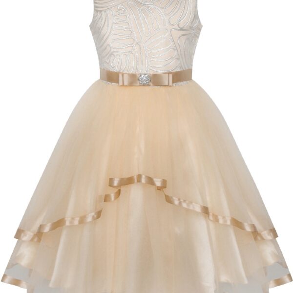 Flower Girls Dress Blue Belted Wedding Party Bridesmaid 12