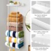 Livhil Wall Towel Rack for Rolled Towels, New Upgrade Towel Racks for Bathroom Wall Mounted, Bathroom Bar Towel Storage, Metal Bath Towel Holder for Folded Large Towel Washcloths, Black