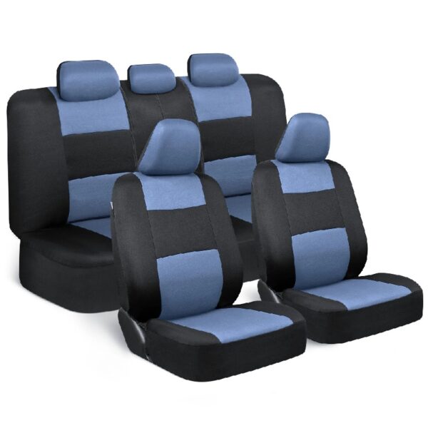 PolyPro Car Seat Covers Full Set in Charcoal on Black – Front and Rear Split Bench for Cars, Easy to Install Cover Set, Accessories Auto Trucks Van SUV