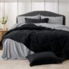 Light Purple Queen Comforter Set - 7 Pieces Reversible Queen Bed in a Bag, Queen Bed Set Light Purple and Grey with Comforters, Sheets, Pillowcases & Shams