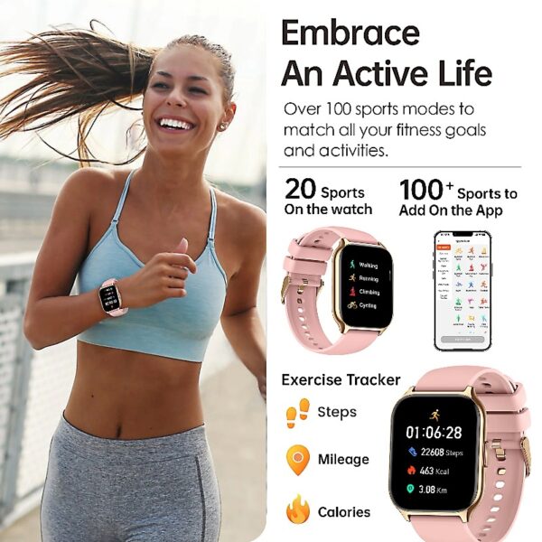Smart Watch for Android and iPhone,  Answer/Make Call Smartwatch for Men Women Waterproof, 23 Sport Modes, Fitness Activity Tracker, Pink
