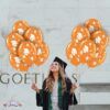 PMU Graduation Balloons 11 Inch PartyTex Premium Emerald Green with All-Over Print White Grad Caps-Confetti and Streamers Pkg/100