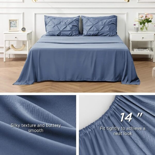 Dorm Bedding Twin Comforter Set - 5 Pieces Pintuck Bed in A Bag with Comforters, Sheets, Pillowcases & Shams