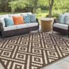 6'x 9' Outdoor Rug Plastic Waterproof Outside Foldable Mat UV Resistant Patio RV Deck Carpet,Black Brown