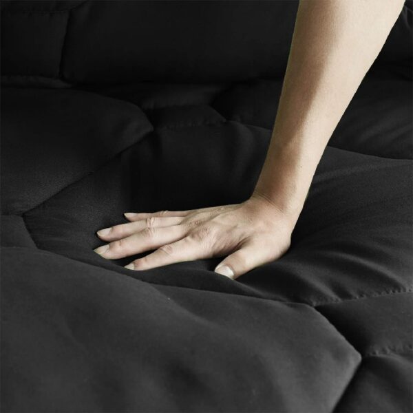 8 PCS Modern Comforter Set with Sheets All Season Bed in a Bag, Black, Queen Size