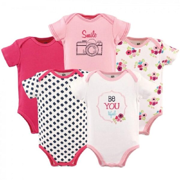 Short Sleeve Bodysuits, 5-Pack, Newborn- 24 Months
