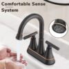 Bathroom Faucets 4 Inch Matte Black Bathroom Sink Faucet, Stainless Steel Lead-Free 2-Handle Centerset Faucet with Pop-up Drain and 2 Supply Hoses Fits 2 or 3-hole Sink