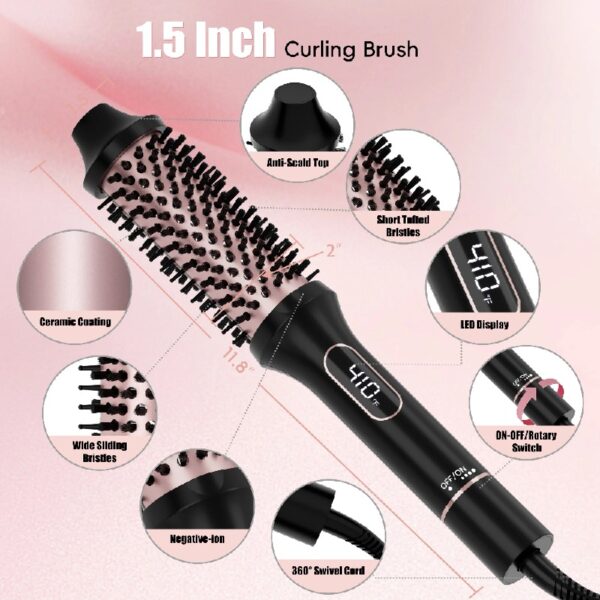 Thermal Brush, Heated Round Brush, Curling Iron, 1.5 inch Electric Curl Wand, Curly Hair Brush