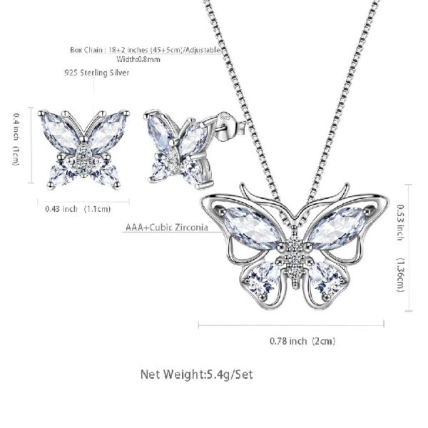Purple Butterfly Jewelry Amethyst February Birthstone Jewelry Set Fine Necklace/Earrings 925 Sterling Silver Women Birthday Mother's Day Gifts