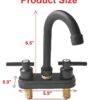 Bathroom Faucet 4inch 2 Handles Centerset Suit for 2 or 3 Mounting Holes, Lavatory Hot and Cold Mixer Tap, Mattle Black