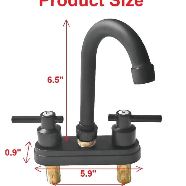 Bathroom Faucet 4inch 2 Handles Centerset Suit for 2 or 3 Mounting Holes, Lavatory Hot and Cold Mixer Tap, Mattle Black