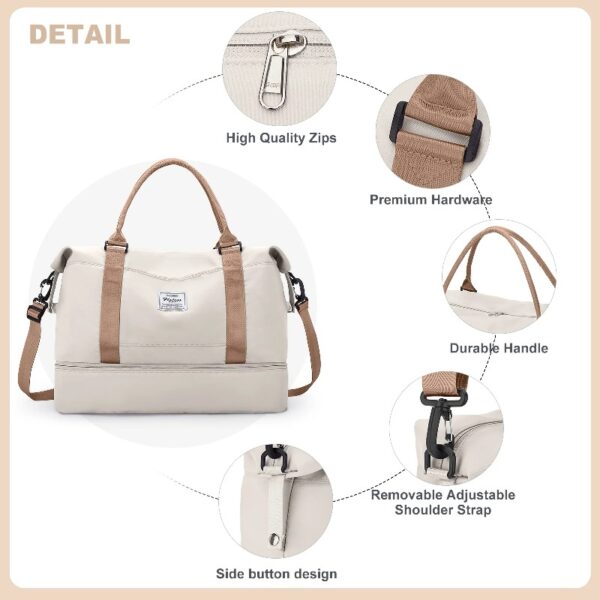 35d0f5e38c484830ba5fb32d0176a051 Weekender Bags for Women, Travel Duffel Bags with Shoe Compartment,Personal Item Travel Bag for Airlines, Carry on Overnight Tote Bag for women,Beige&Brown