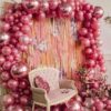 PartyWoo Metallic Dark Pink Balloons, 100 pcs Metallic Pink Balloons Different Sizes Pack of 18 Inch 12 Inch 10 Inch 5 Inch for Balloon Garland or Arch as Birthday Decorations, Party Decorations