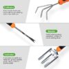 Garden Tool Set, Stainless Steel Heavy Duty Gardening Tool Set, with Non-Slip Rubber Grip, Storage Tote Bag, Outdoor Hand Tools, Ideal Garden Tool Kit Gifts