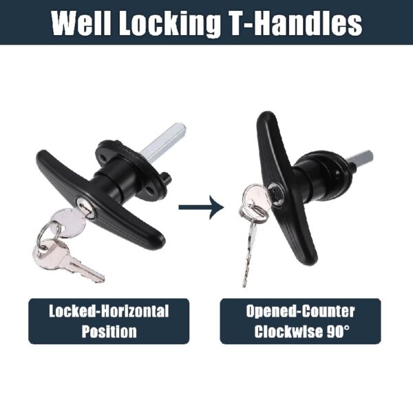 2 Set RIGHT Truck Cap Locking T-Handles for Pickup Truck Cap Camper Shell T-Handles Lock w/ 4 Keys Bolts