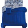 Lux Decor Collection 5 Piece Queen Down Alternative Comforter Set, Washable Duvet Bedding Set - Quatrefoil Navy