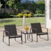3-Piece Outdoor Bistro Set, Black Metal Frame Glass Top Table and 2 Chairs for Patio, Balcony, Deck - Black