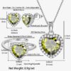 Women Heart Jewelry Set Necklace Earrings Ring 925 Sterling Silver February Birthstone Amethyst Wife Mother Birthday Valentine's Day Gift