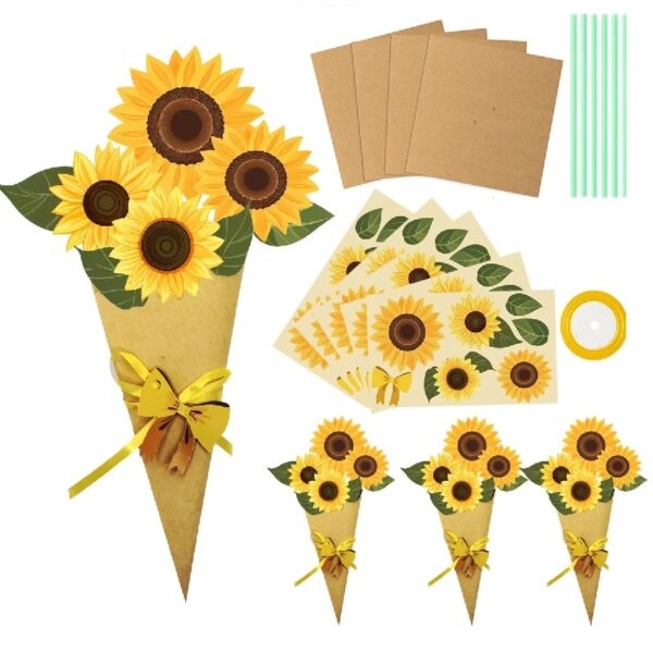 24 Pieces Flower Bouquet Craft Kit Mother'S Day Flower Bouquet Paper Craft Kit Colorful Diy Thankful Gift Craft for Teacher Appreciation Week Spring Handmade Project Classroom Activities