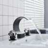 Widespread Bathroom Basin Faucet Crystal Handle Sink Mixer Tap Chrome Finish