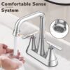 Bathroom Sink Faucet, 4 inch Matte Black Bathroom Faucets with Pop-up Drain and Supply Lines, Stainless Steel 2-Handle Centerset Faucet for Bathroom Faucet 3 Hole