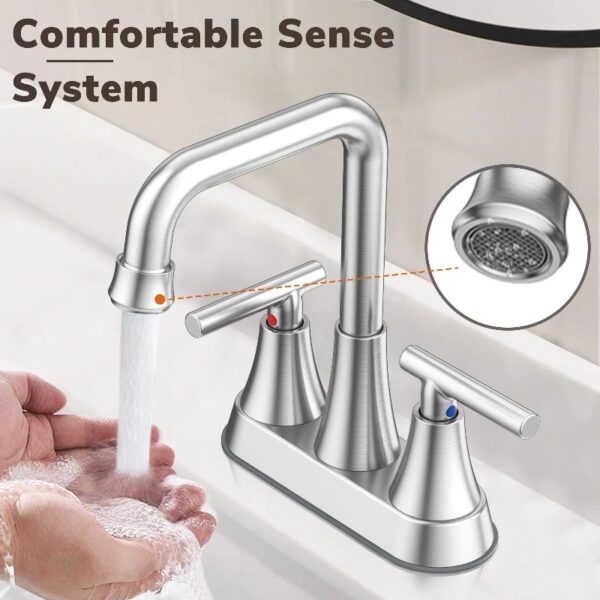 Bathroom Sink Faucet, 4 inch Matte Black Bathroom Faucets with Pop-up Drain and Supply Lines, Stainless Steel 2-Handle Centerset Faucet for Bathroom Faucet 3 Hole