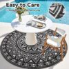 Outdoor Rugs 5' x 8' Rug, Waterproof Patio Mat, Stylish Plastic Straw Reversible Area Rug for Picnic RV Camping Porch Balcony, Black and White
