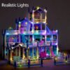 DollHouse with Colorful Light, Pretend Play Toddler Doll House Furniture Sets with 3 Dolls, 9 Rooms DIY , Creative Gift for Girls