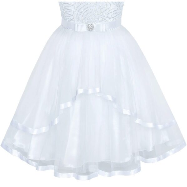 Flower Girls Dress Blue Belted Wedding Party Bridesmaid 12