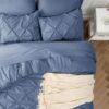 Dorm Bedding Twin Comforter Set - 5 Pieces Pintuck Bed in A Bag with Comforters, Sheets, Pillowcases & Shams