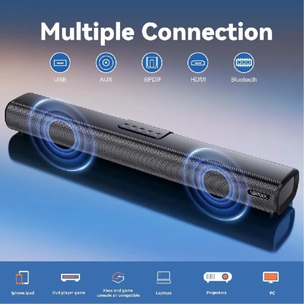 S20L Sound Bars for TV, 3D Surround Sound System TV Sound Bar, 2.1 ch Home Theater Audio with Built-in Subwoofer,50W TV Speakers | HDMI ARC, Bluetooth, Optical, RCA, USB & AUX Wall Mountable